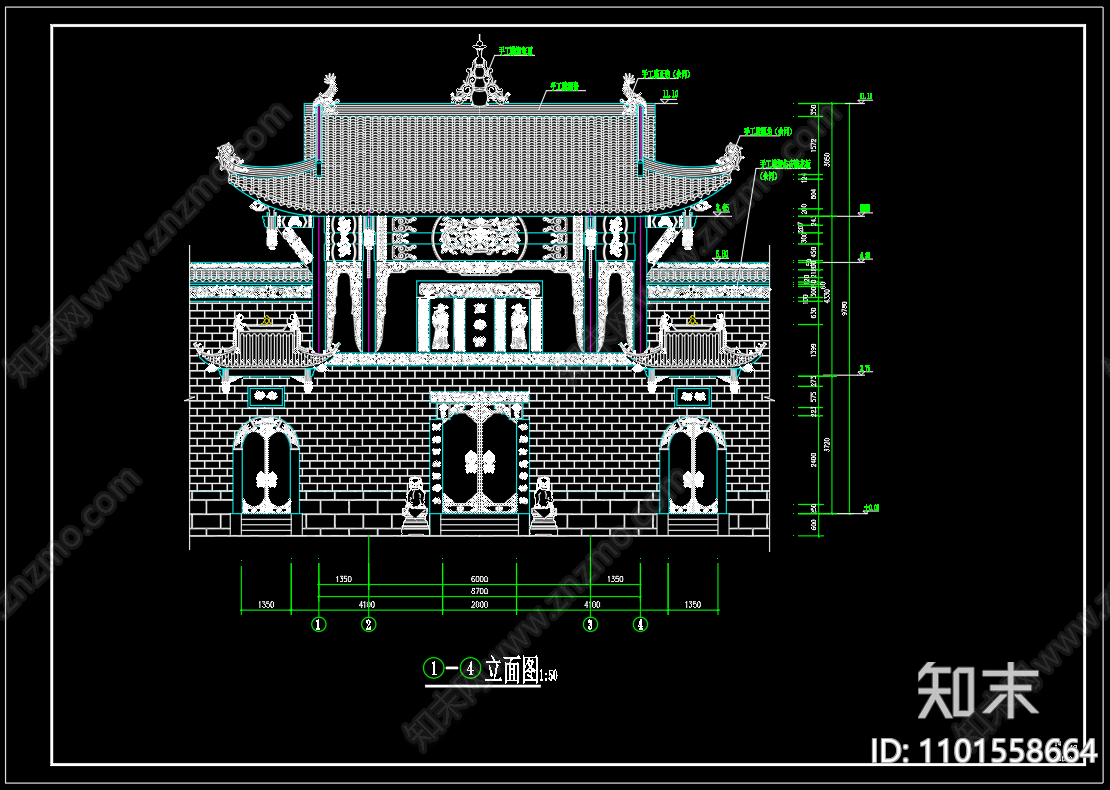 中式仿古建筑万寿宫cad施工图下载【ID:1101558664】
