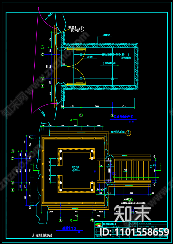 中式回雁峰望雁台建筑cad施工图下载【ID:1101558659】