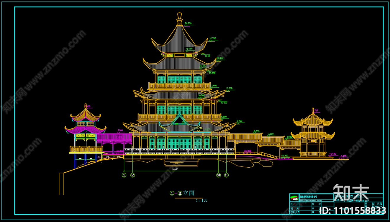 中式回雁峰回雁阁建筑cad施工图下载【ID:1101558833】