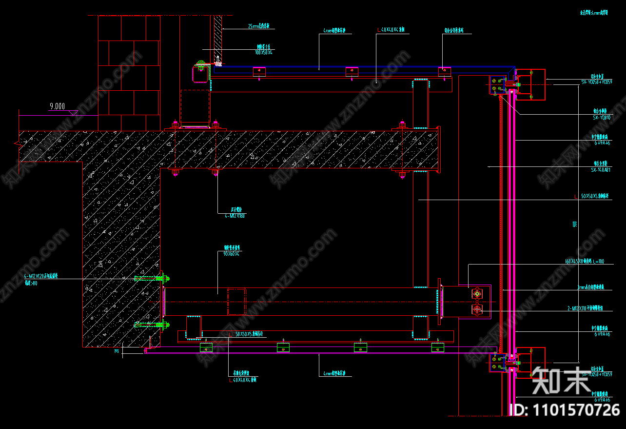 外墙干挂铝塑板幕墙节点图施工图下载【id:1101570726】