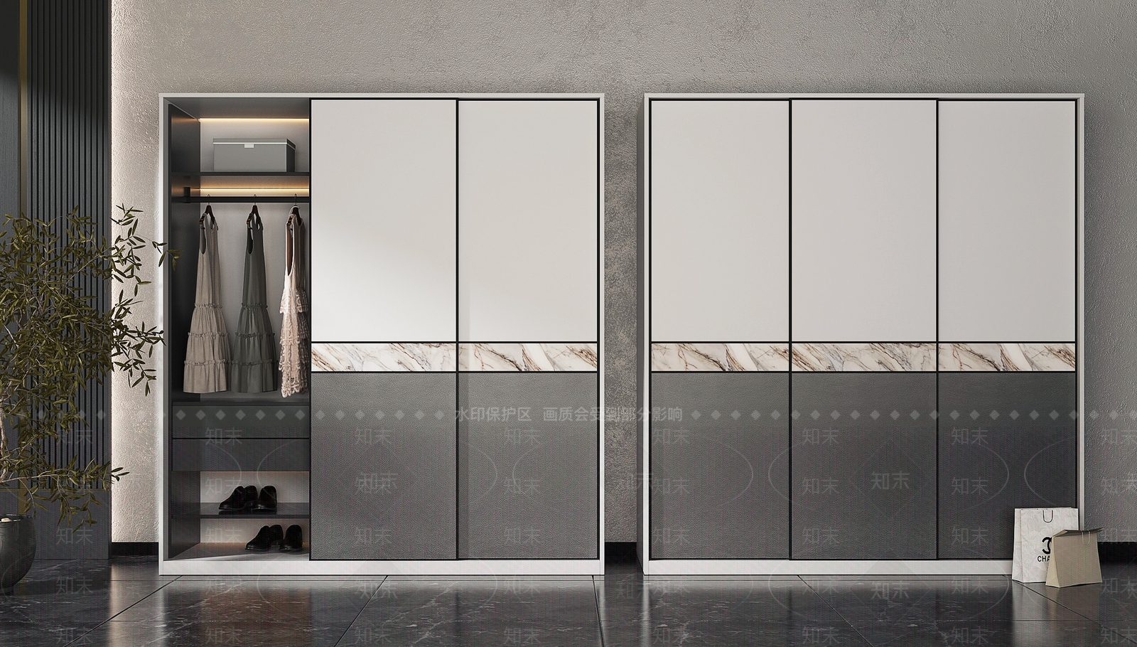 现代推拉门衣柜3D模型下载【ID:1101570846】