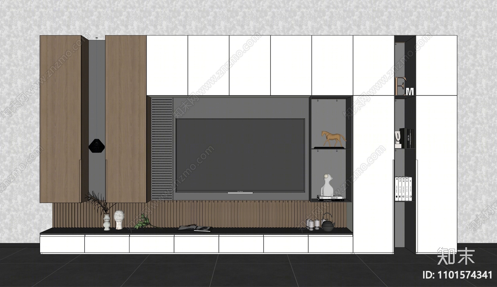 现代电视墙SU模型下载【ID:1101574341】