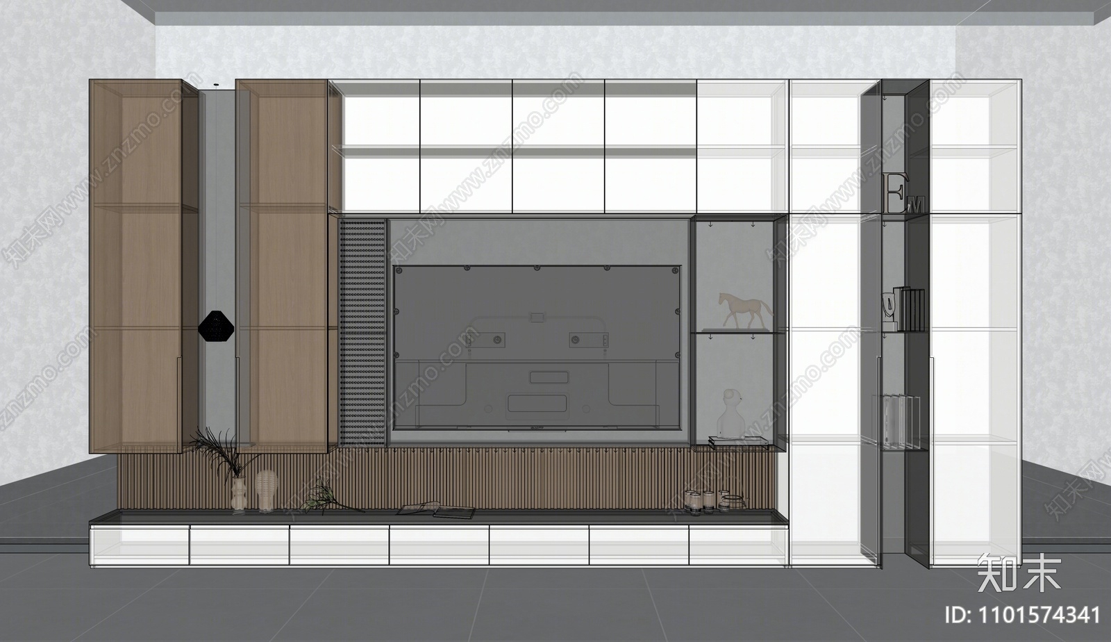 现代电视墙SU模型下载【ID:1101574341】