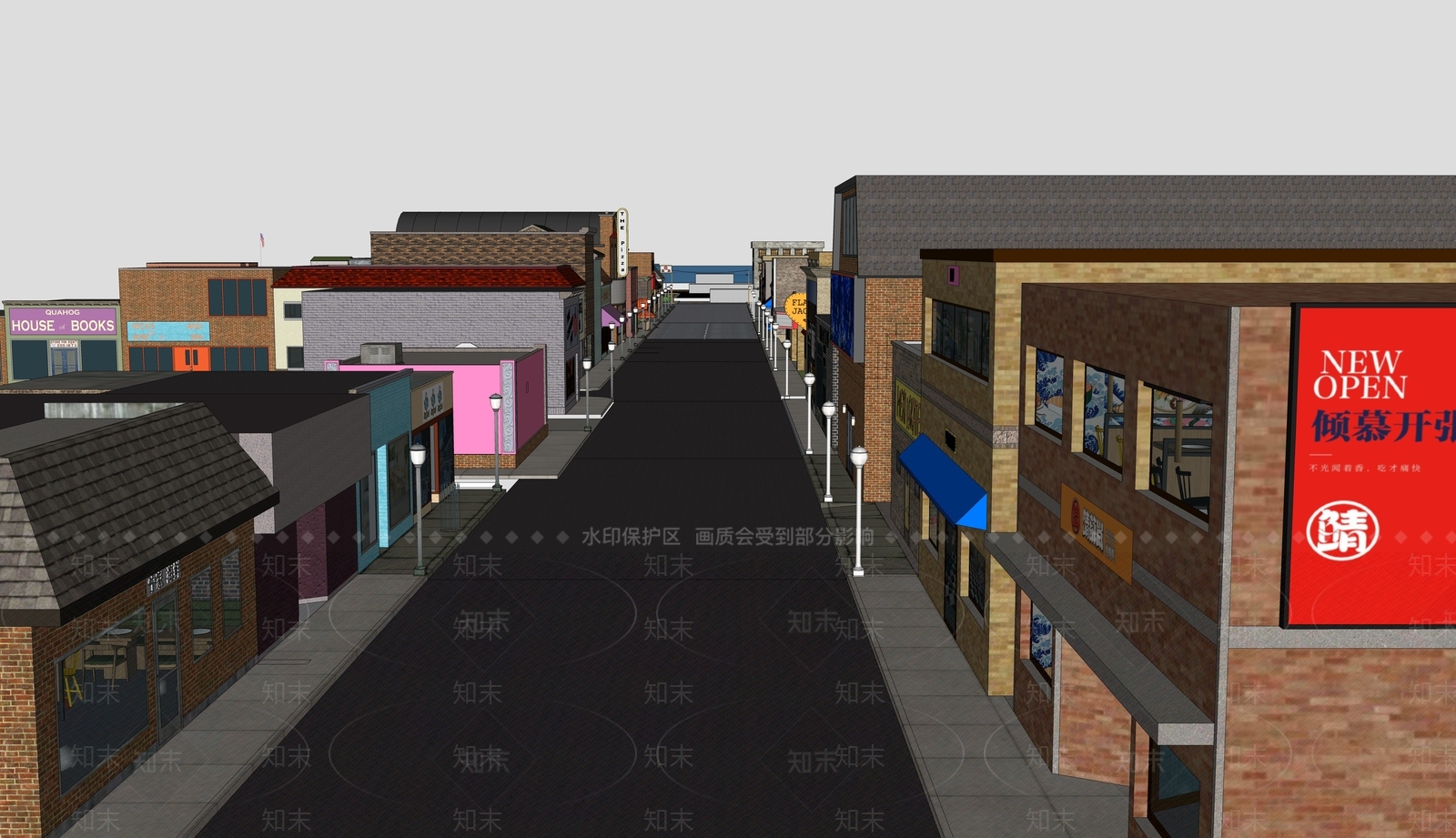 现代商业街SU模型下载【ID:1101579354】