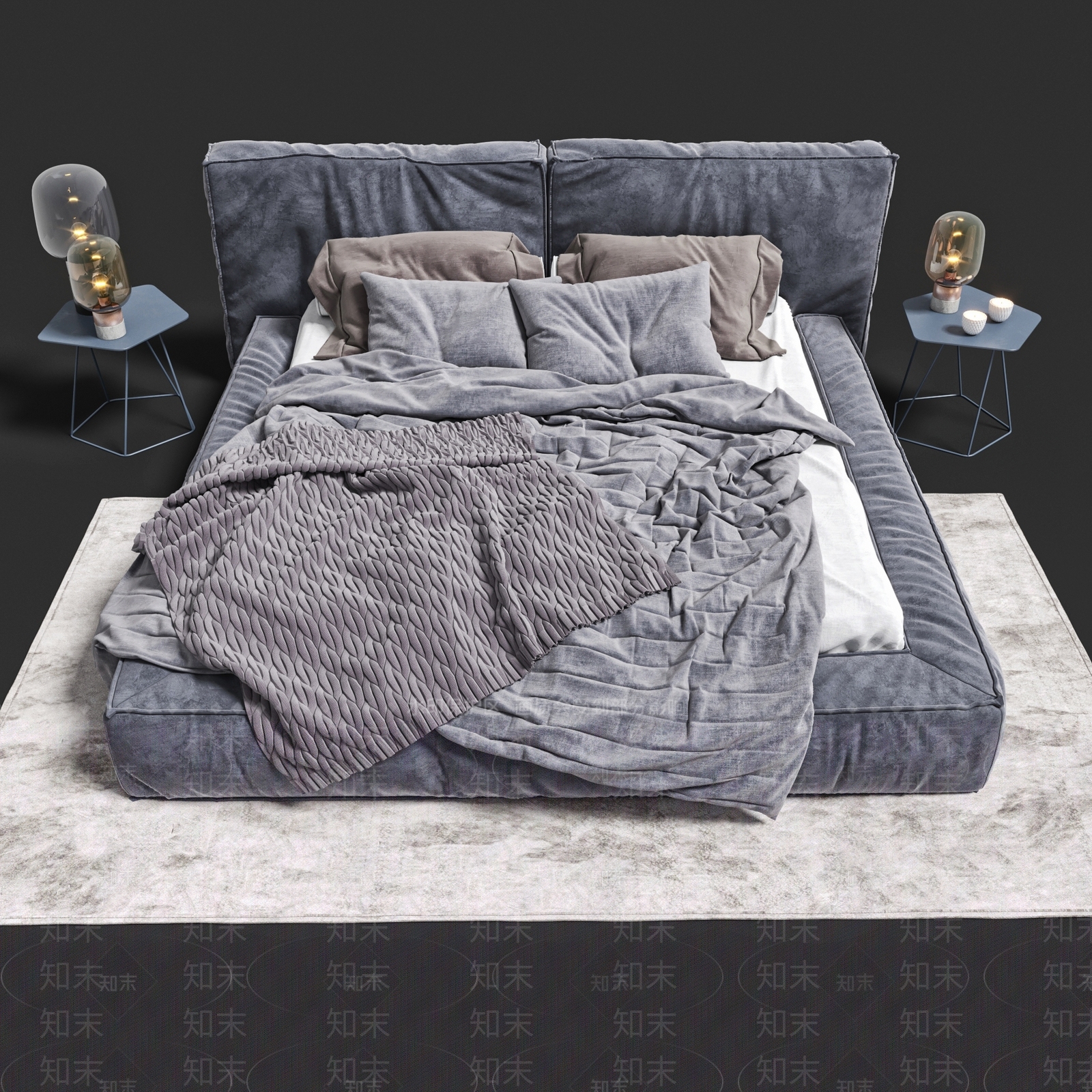 现代单人床3D模型下载【ID:1101580772】