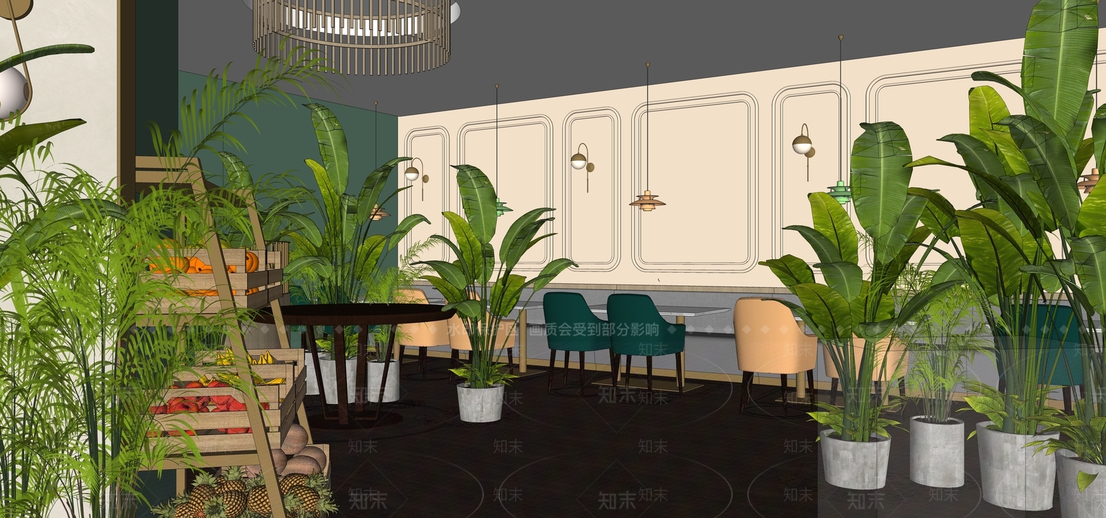 现代泰式餐厅SU模型下载【ID:1101581306】