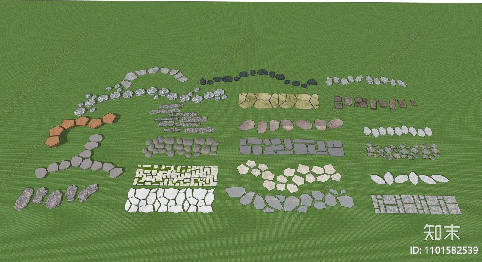 新中式庭院石头小路SU模型下载【ID:1101582539】