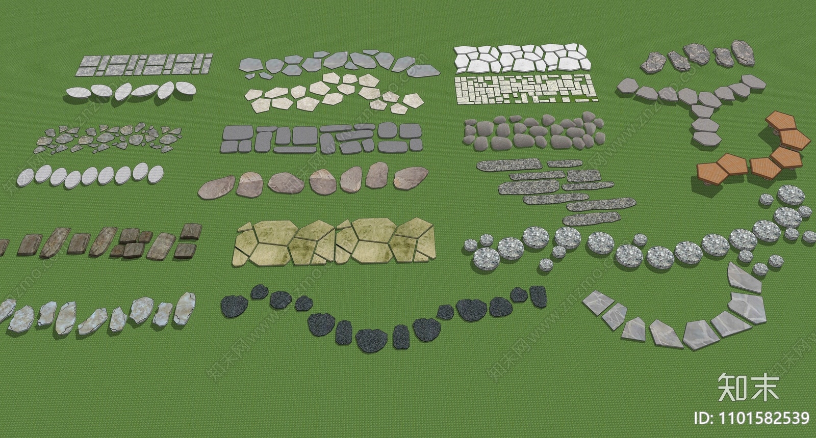 新中式庭院石头小路SU模型下载【ID:1101582539】