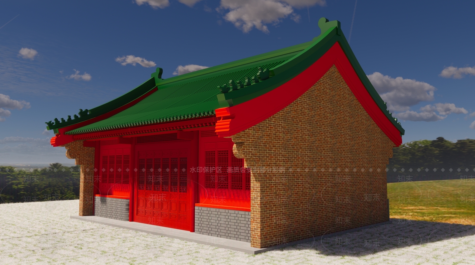 中式寺庙建筑SU模型下载【ID:1101584102】