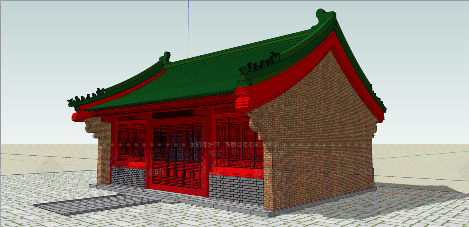 中式寺庙建筑SU模型下载【ID:1101584102】