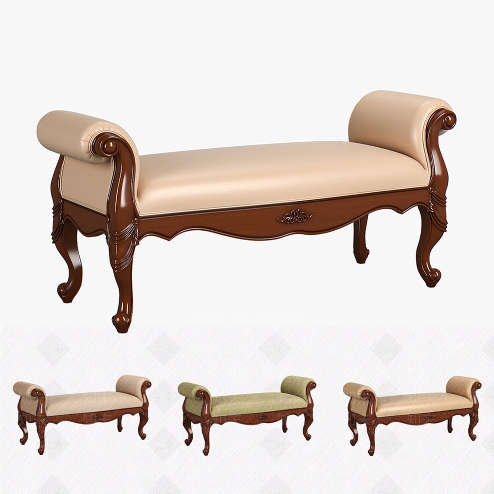 简欧床尾凳3D模型下载【ID:1101584570】
