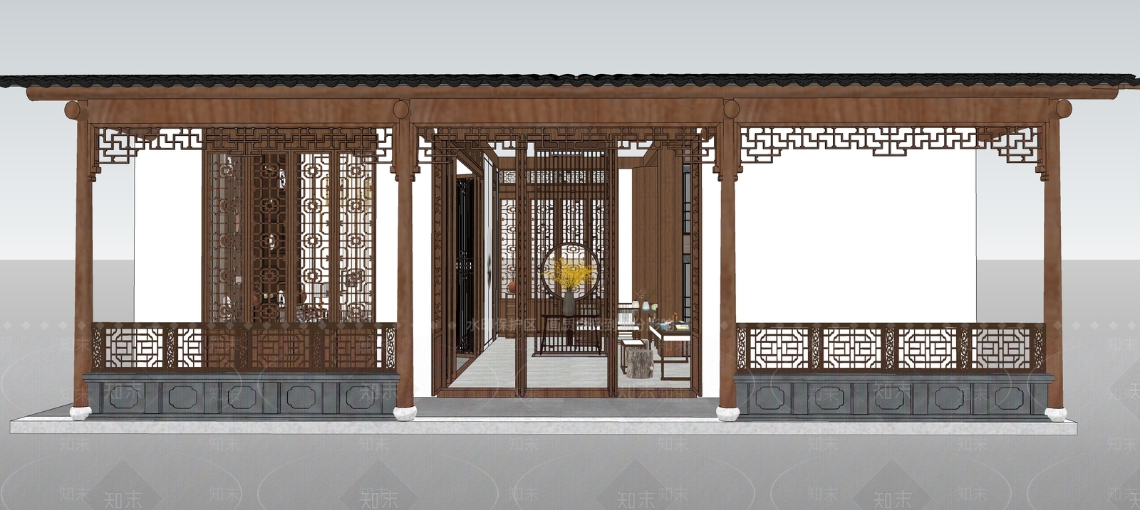 中式茶馆SU模型下载【ID:1101641456】