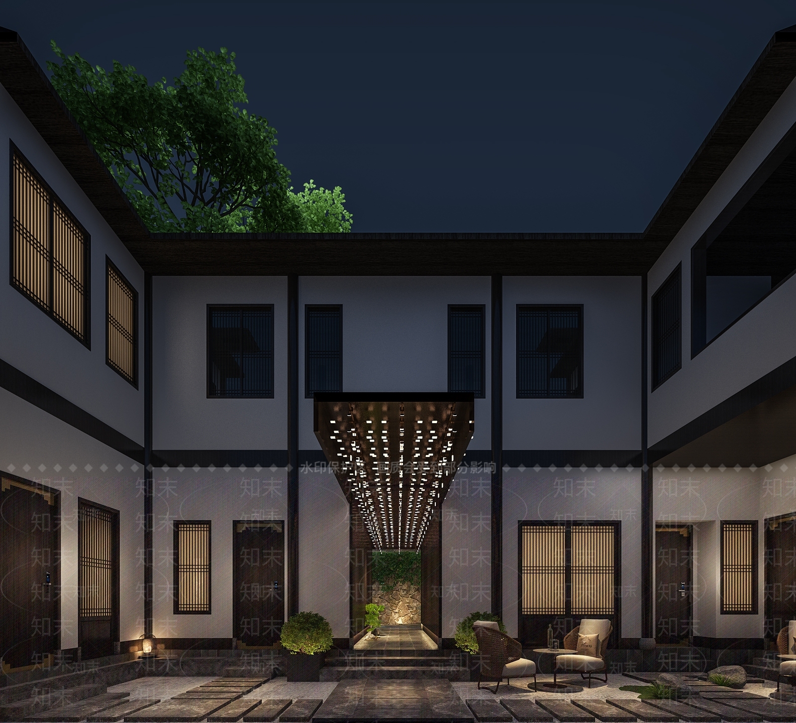新中式民宿3D模型下载【ID:1101590421】