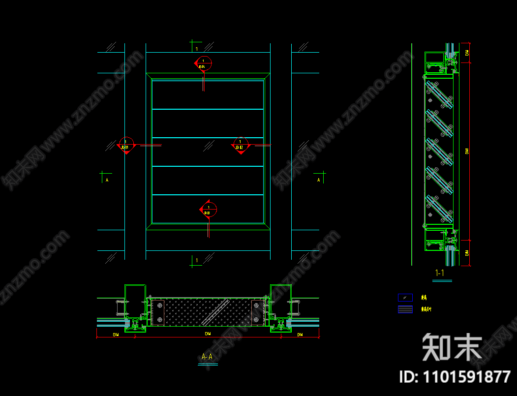 玻璃百叶窗大样节点图施工图下载【id:1101591877】