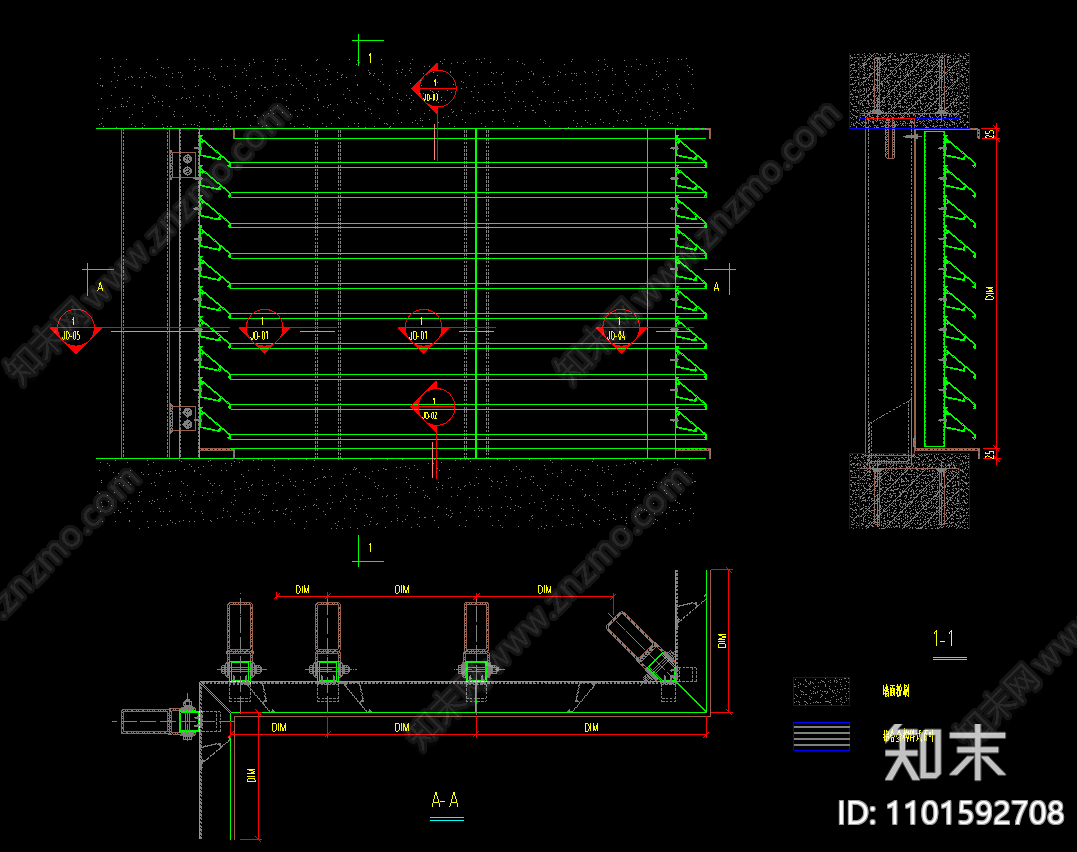 構件式鋁合金百葉窗大樣節點施工圖下載【id:1101592708】