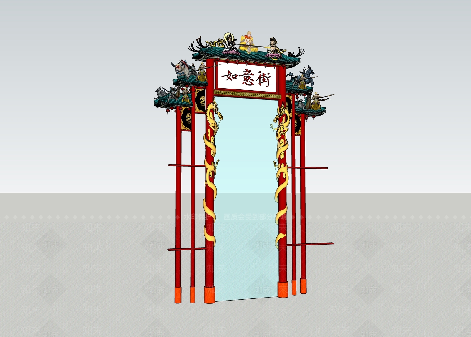 中式牌坊牌楼SU模型下载【ID:1101645595】