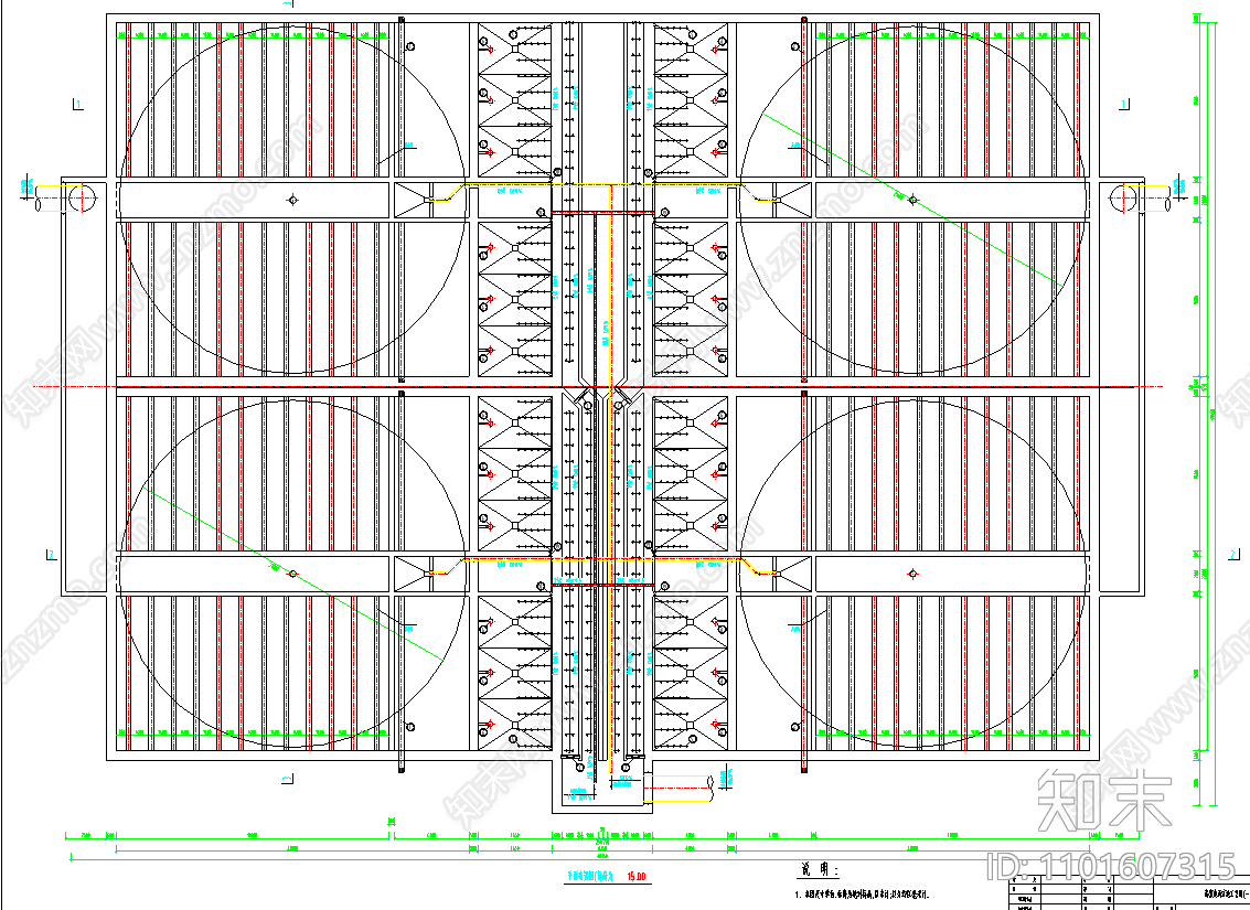 高密度沉淀池平面剖三视图cad施工图下载【ID:1101607315】