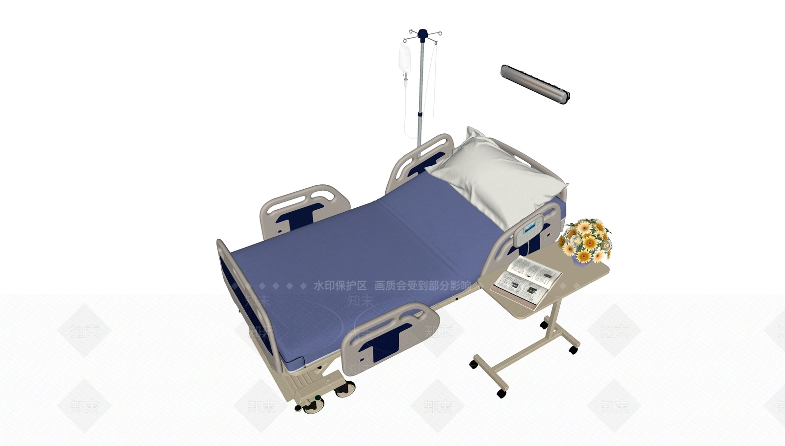 现代床具SU模型草图