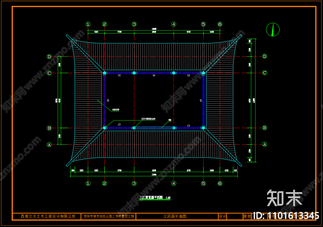 中式古建三江阁cad施工图下载【ID:1101613345】