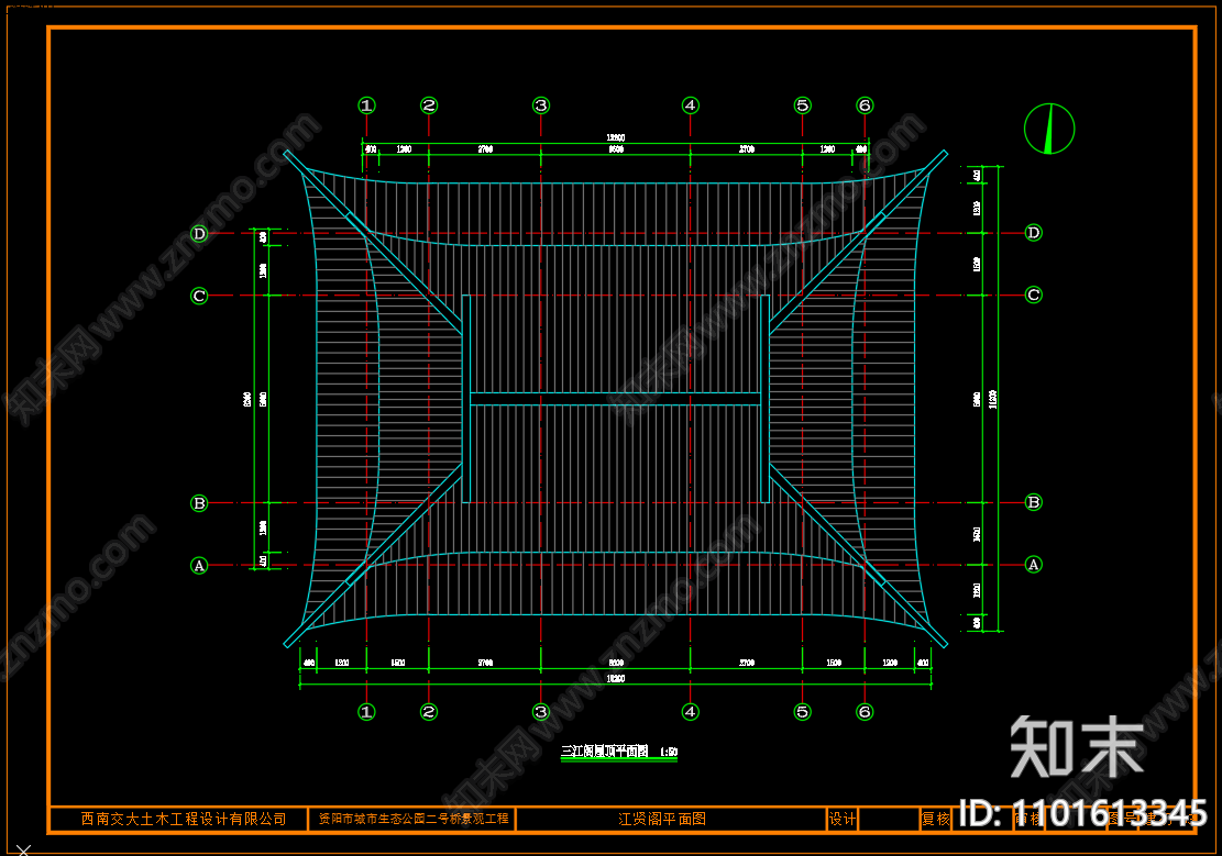 中式古建三江阁cad施工图下载【ID:1101613345】