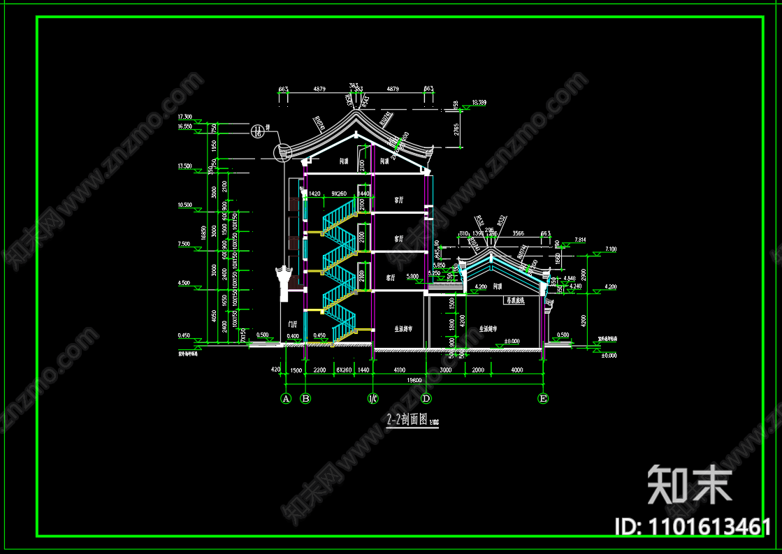 中式古建筑民居建筑施工图cad施工图下载【ID:1101613461】