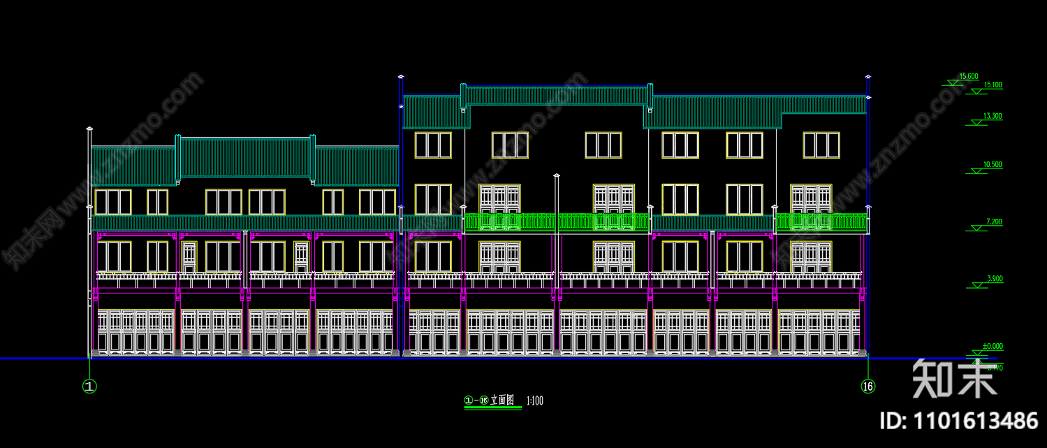 中式农村徽派马头墙住宅楼施工图下载【ID:1101613486】