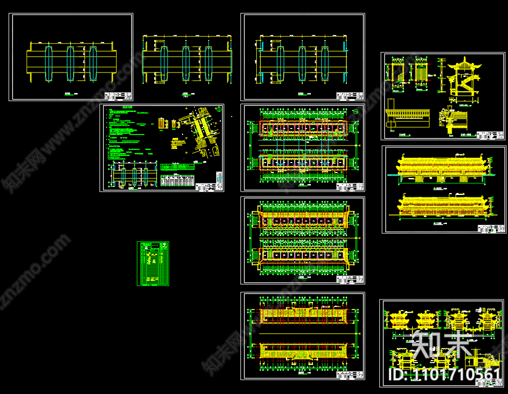 中式古建仿古廊桥cad施工图下载【ID:1101710561】