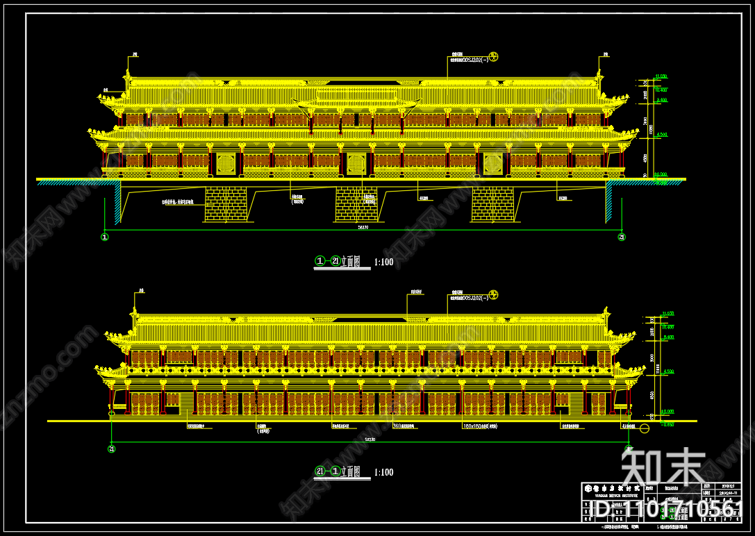 中式古建仿古廊桥cad施工图下载【ID:1101710561】