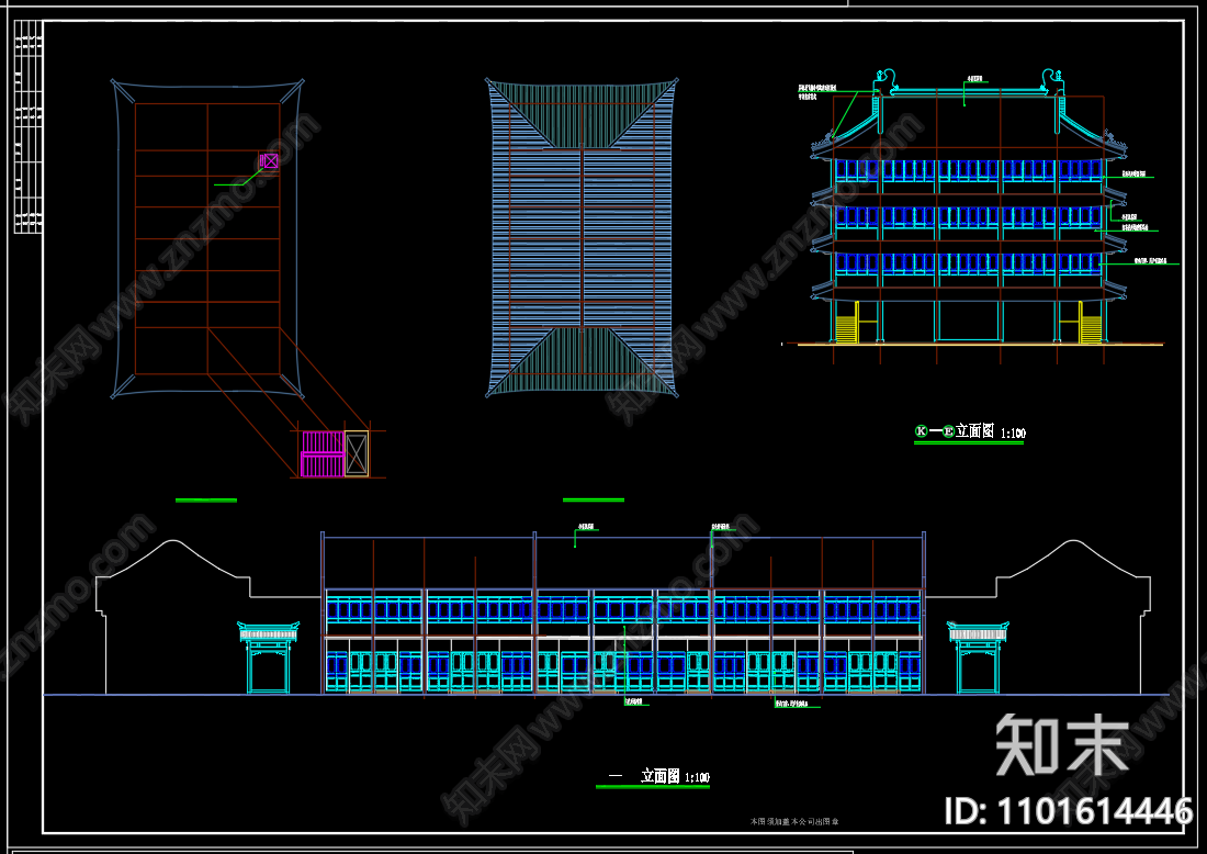 中式戏楼组合建筑施工图下载【ID:1101614446】