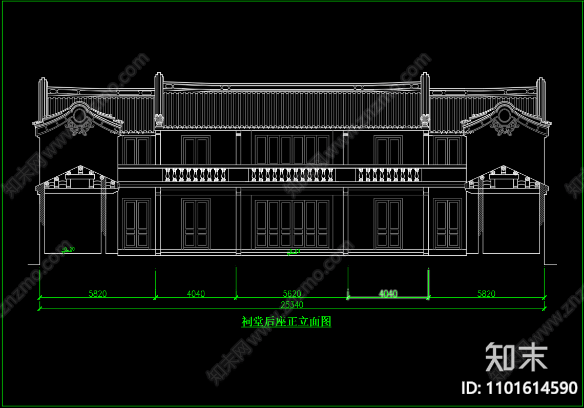 中式西田祠堂cad施工图下载【ID:1101614590】