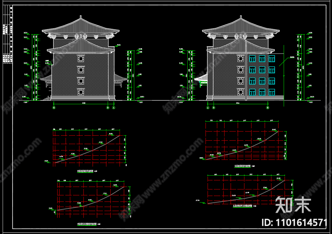 中式中学教学楼cad施工图下载【ID:1101614571】