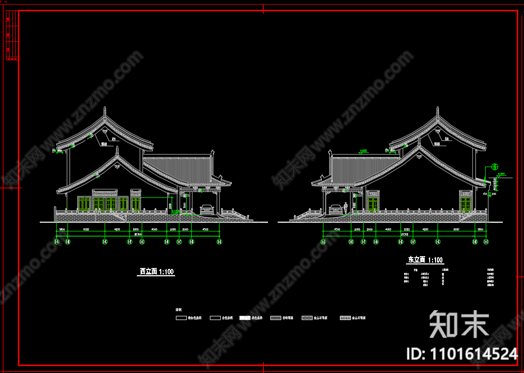 中式仿古图书馆建筑cad施工图下载【ID:1101614524】