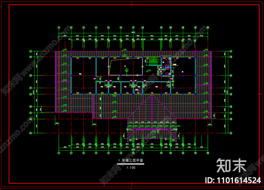 中式仿古图书馆建筑cad施工图下载【ID:1101614524】