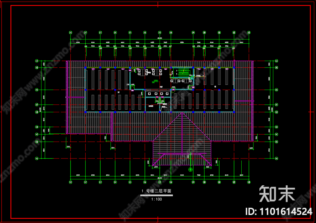 中式仿古图书馆建筑cad施工图下载【ID:1101614524】