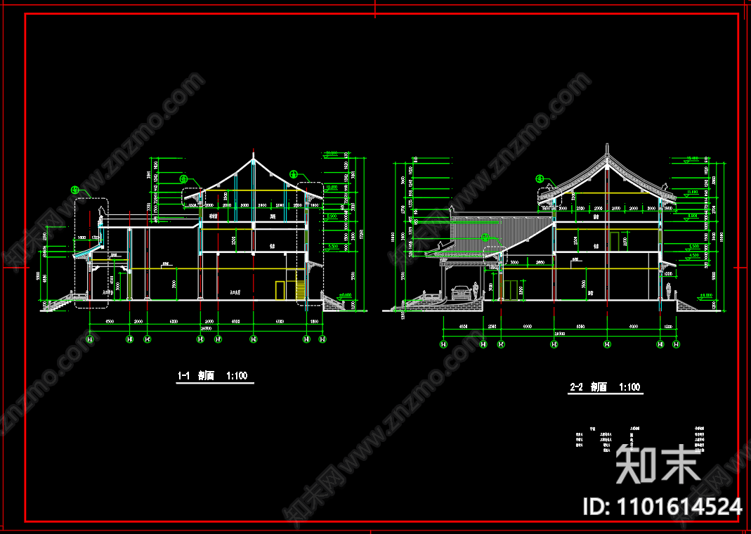 中式仿古图书馆建筑cad施工图下载【ID:1101614524】