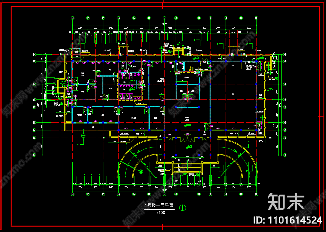 中式仿古图书馆建筑cad施工图下载【ID:1101614524】