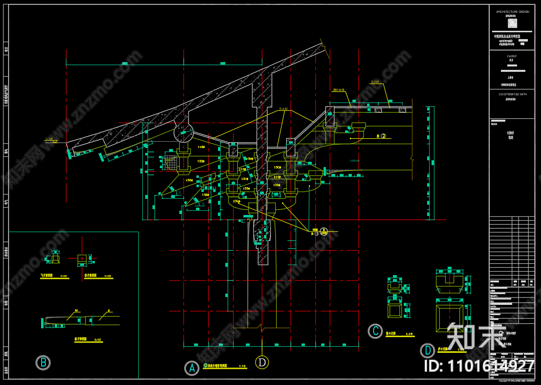 中式中式古建筑偏殿cad施工图下载【ID:1101614927】
