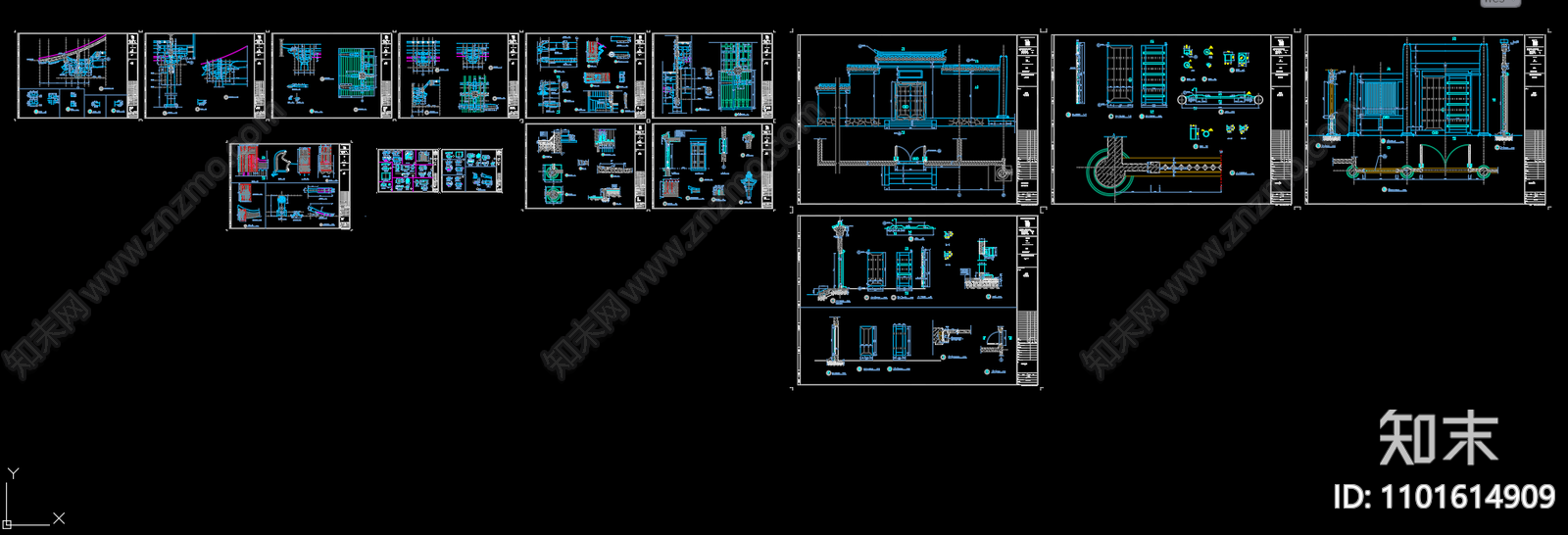 中式古建筑山门寺庙cad施工图下载【ID:1101614909】