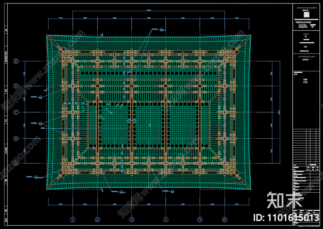 中式中国古建筑寺庙天王殿cad施工图下载【ID:1101615013】