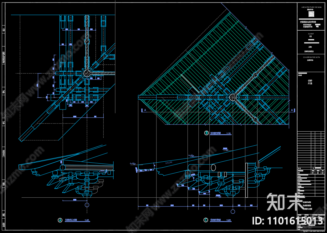 中式中国古建筑寺庙天王殿cad施工图下载【ID:1101615013】