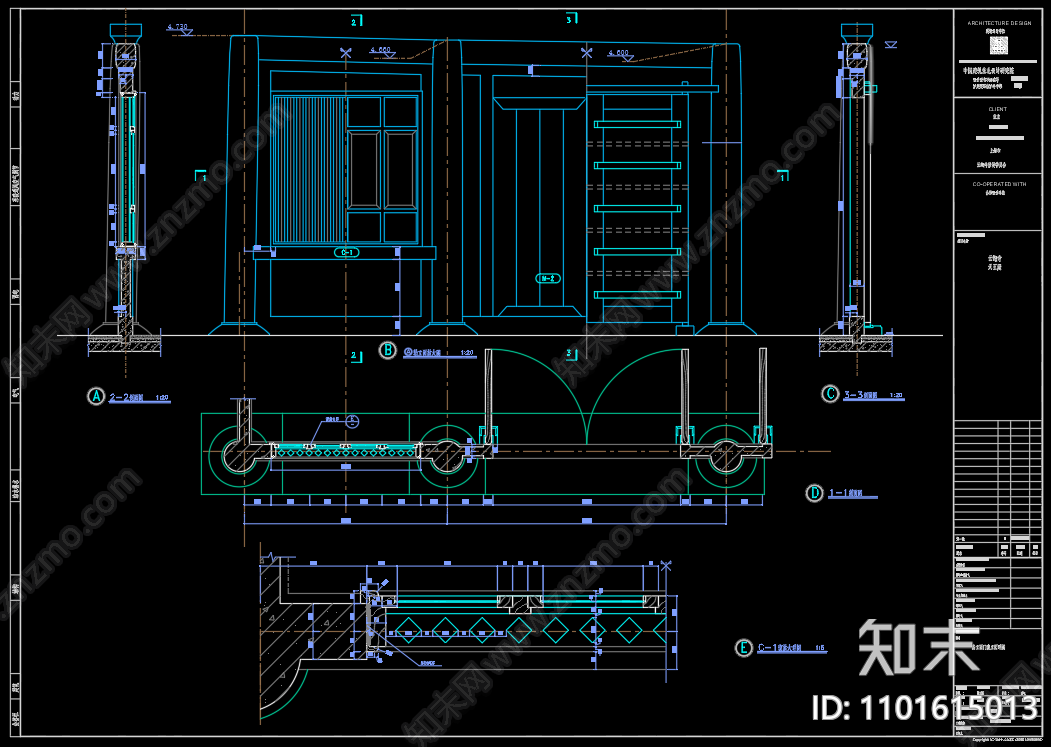 中式中国古建筑寺庙天王殿cad施工图下载【ID:1101615013】