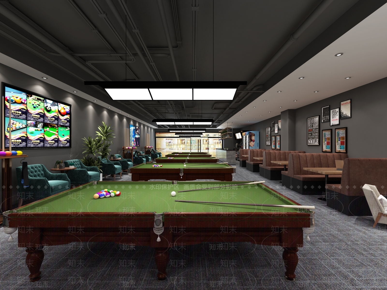 工业风台球室3D模型下载【ID:1101616217】