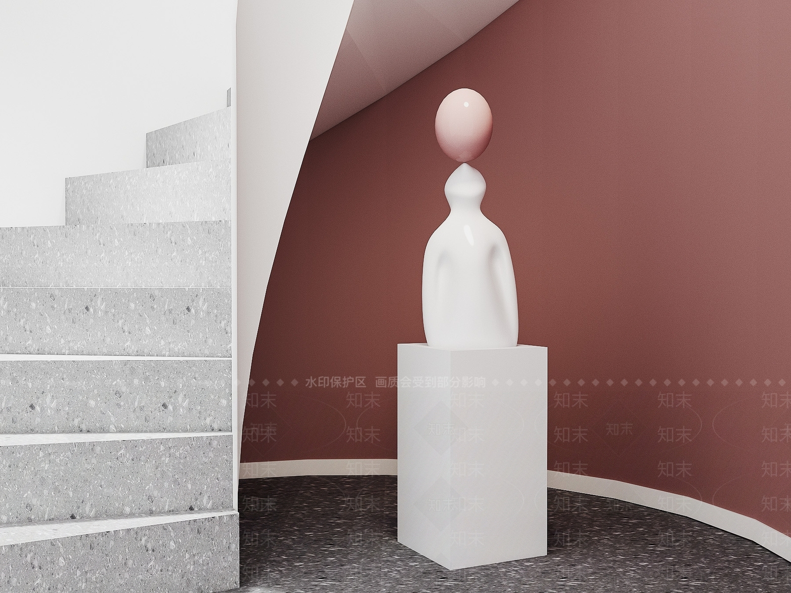 现代雕塑摆件SU模型下载【ID:1101616541】