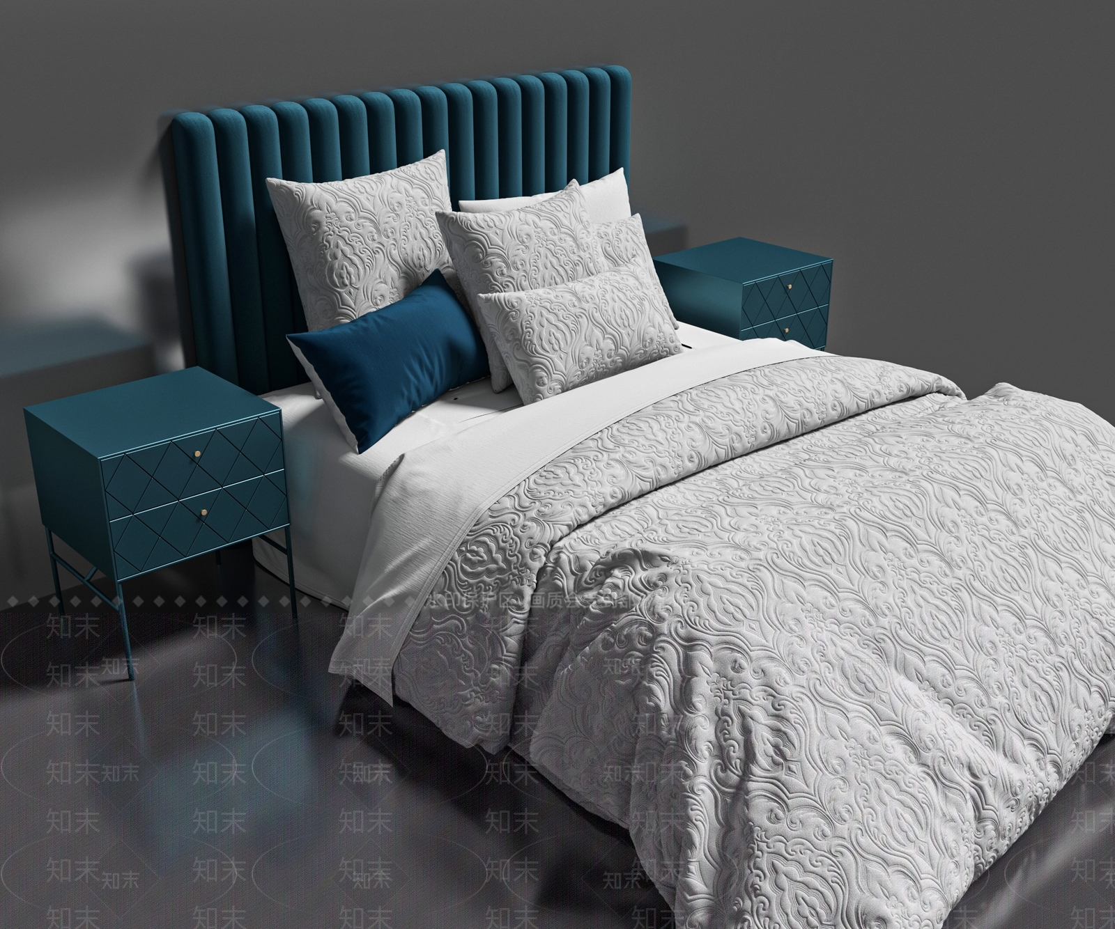 现代单人床3D模型下载【ID:1101618608】