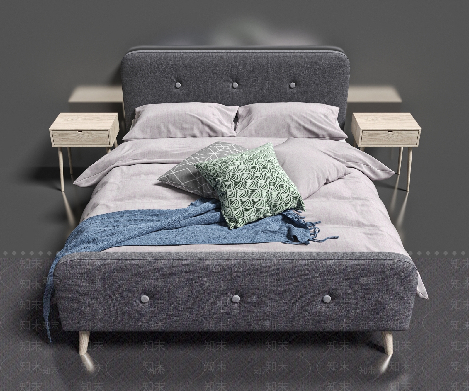 现代单人床3D模型下载【ID:1101618762】