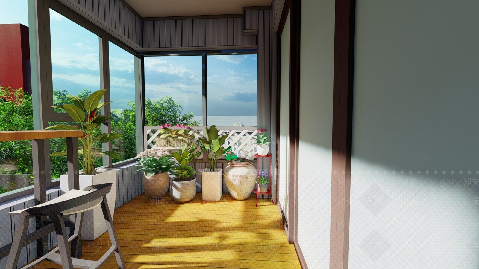 北欧家居阳台SU模型下载【ID:1101621949】