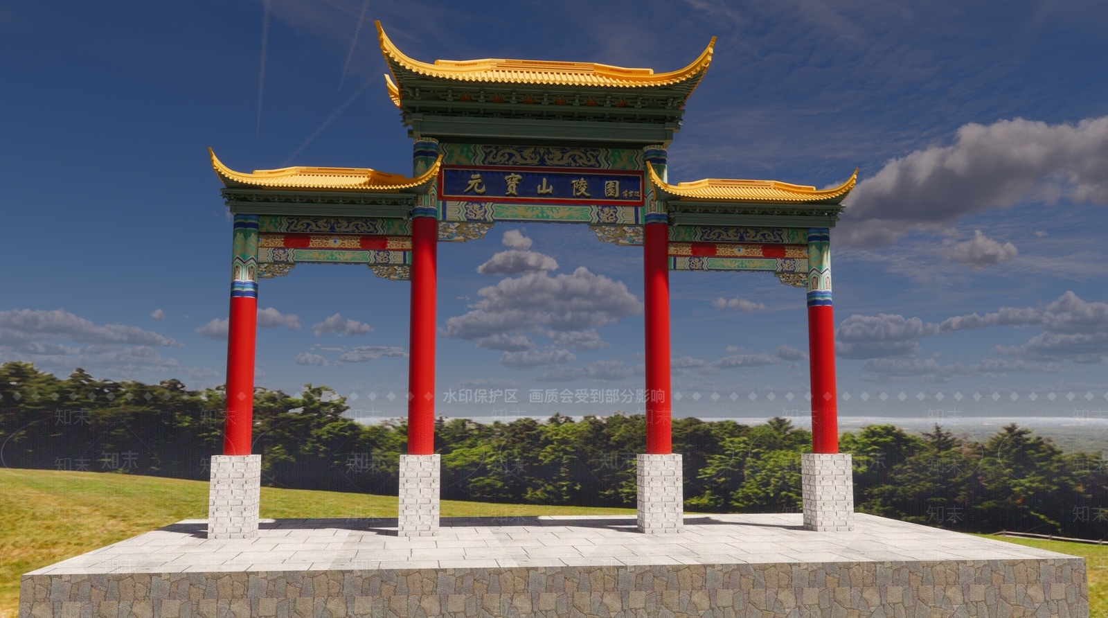 中式牌坊牌楼SU模型下载【ID:1101630104】