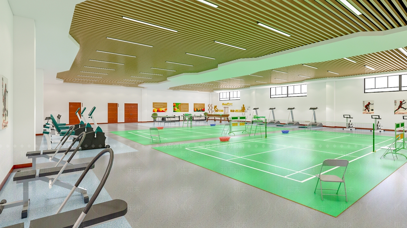 现代羽毛球场SU模型下载【ID:1101634651】