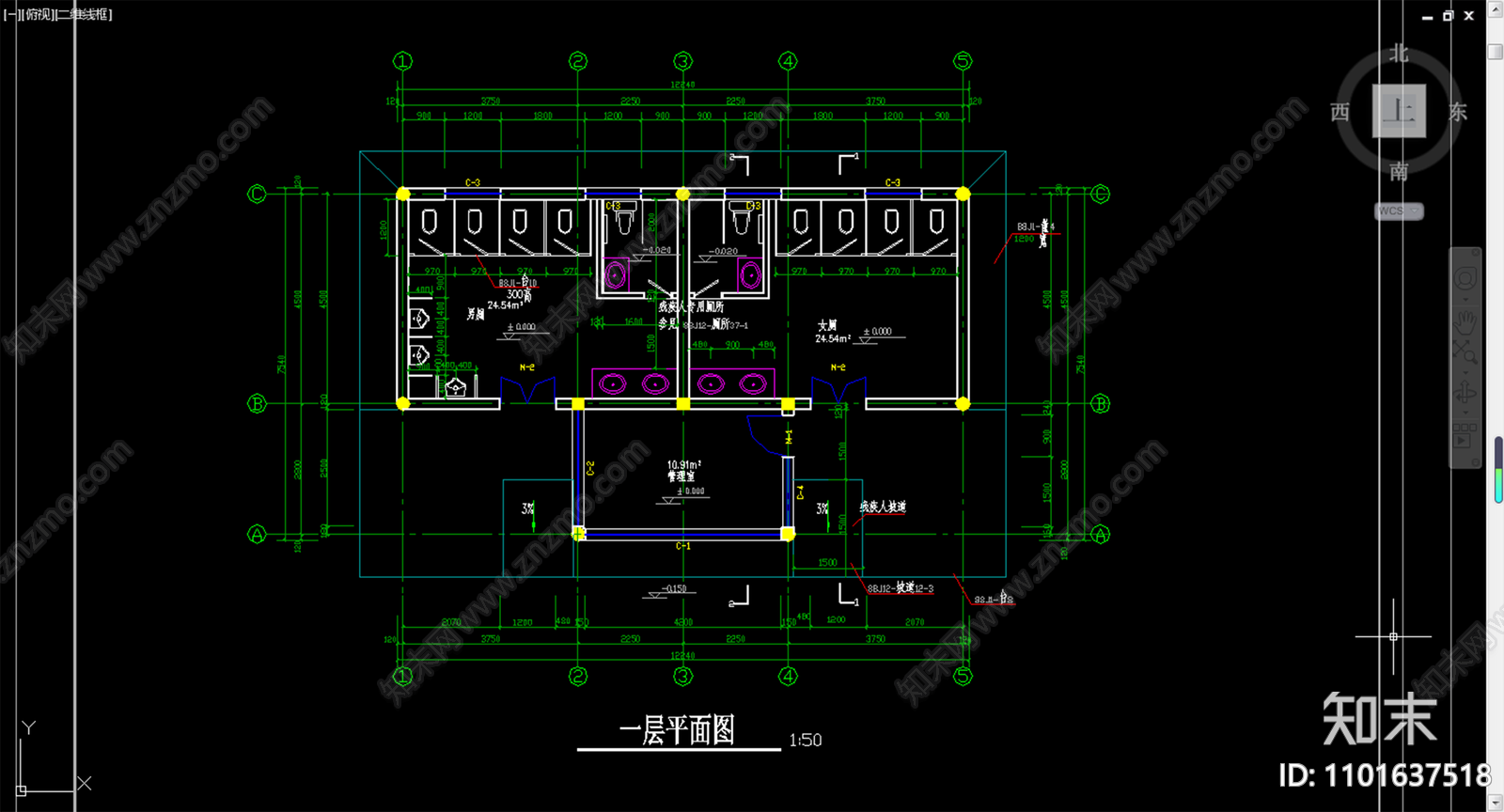 某公厕建筑cad施工图下载【ID:1101637518】