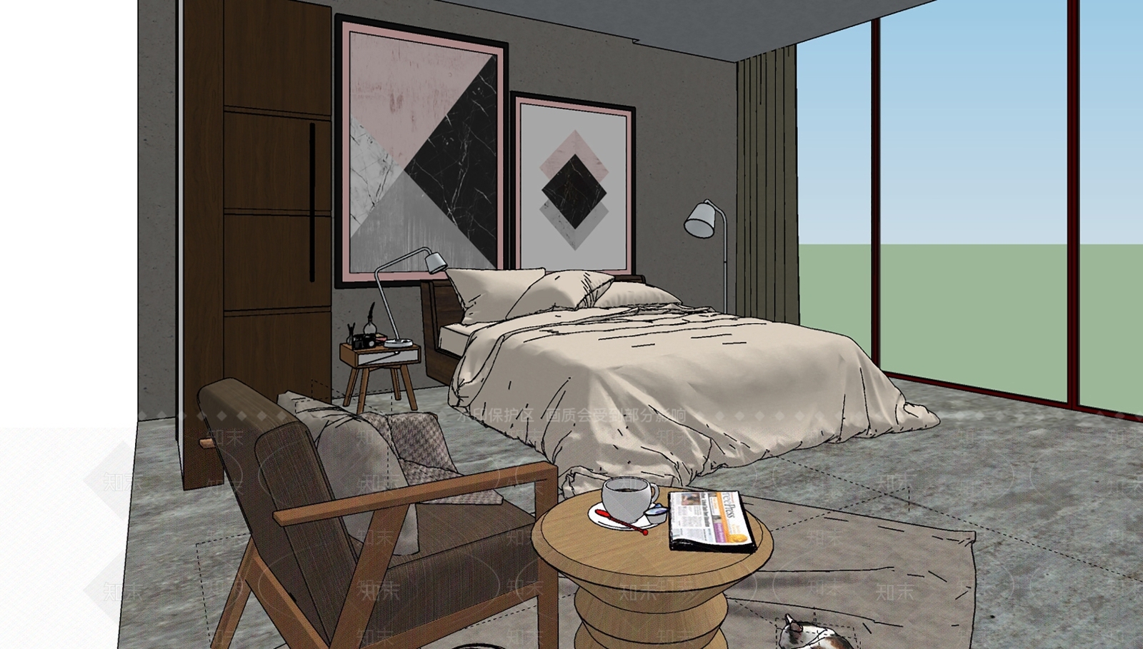 现代家居卧室SU模型下载【ID:1101641517】